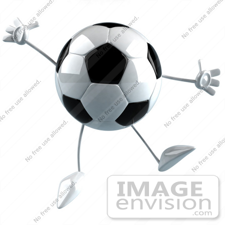 #43616 Royalty-Free (RF) Illustration of a 3d Soccer Ball Mascot With Arms And Legs, Jumping by Julos