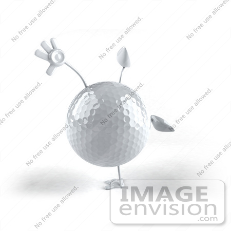 #43617 Royalty-Free (RF) Illustration of a 3d Golf Bal Mascotl With Arms And Legs, Doing A Cartwheel - Version 3 by Julos
