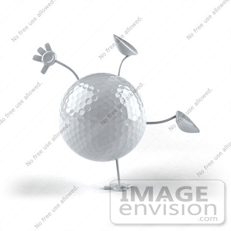 #43619 Royalty-Free (RF) Illustration of a 3d Golf Bal Mascotl With Arms And Legs, Doing A Cartwheel - Version 1 by Julos