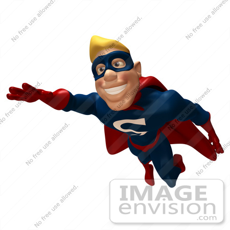 #43622 Royalty-Free (RF) Cartoon Illustration of a Happy 3d Superhero Mascot Smiling And Flying Forward by Julos