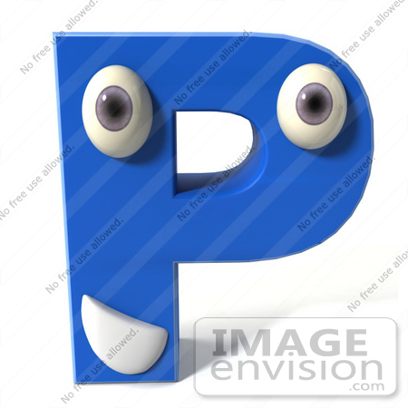 #43689 Royalty-Free (RF) Illustration of a 3d Blue Alphabet Letter P Character With Eyes And A Mouth by Julos