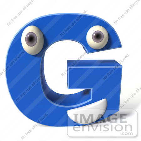 #43696 Royalty-Free (RF) Illustration of a 3d Blue Alphabet Letter G Character With Eyes And A Mouth by Julos