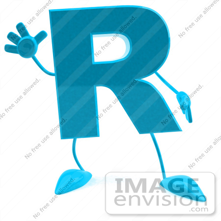 #43748 Royalty-Free (RF) Illustration of a 3d Turquoise Letter R Character With Arms And Legs by Julos