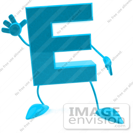 #43763 Royalty-Free (RF) Illustration of a 3d Turquoise Letter E Character With Arms And Legs by Julos