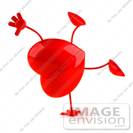 #43797 Royalty-Free (RF) Illustration of a Romantic 3d Red Love Heart Mascot Doing A Cartwheel - Version 1 by Julos