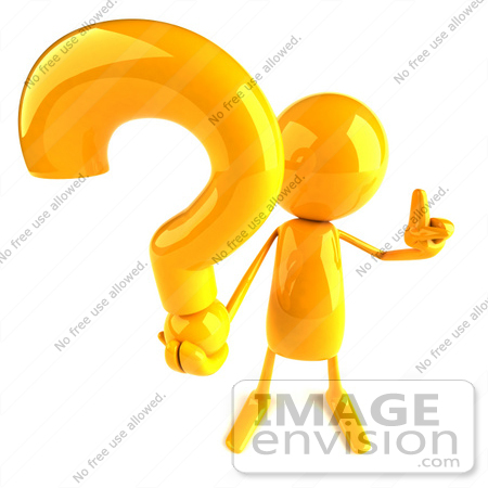 #43945 Royalty-Free (RF) Illustration of a 3d Orange Man Mascot Holding A Question Mark - Version 3 by Julos
