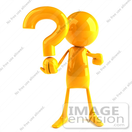 #43955 Royalty-Free (RF) Illustration of a 3d Orange Man Mascot Holding A Question Mark - Version 1 by Julos