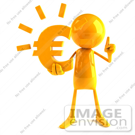 #43990 Royalty-Free (RF) Illustration of a 3d Orange Man Mascot Holding A Euro Symbol - Version 1 by Julos