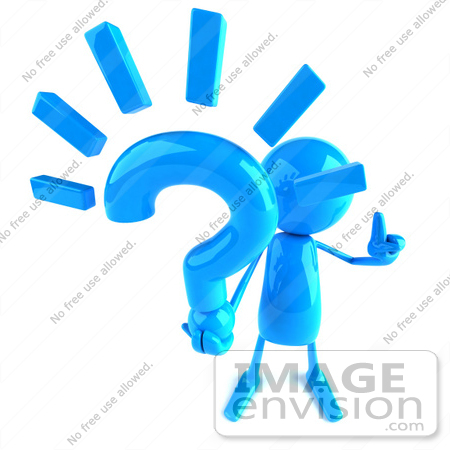 #44021 Royalty-Free (RF) Illustration of a 3d Blue Man Mascot Holding A Question Mark - Version 3 by Julos