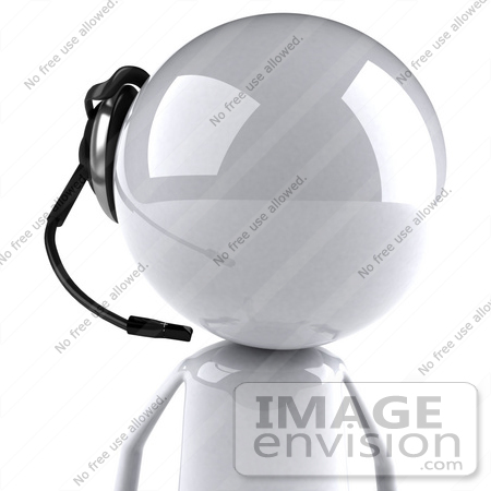 #44077 Royalty-Free (RF) Illustration of a 3d White Man Mascot Wearing A Headset - Version 3 by Julos