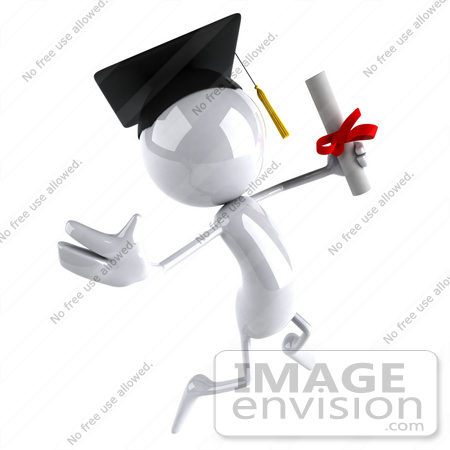 #44114 Royalty-Free (RF) Illustration of a 3d White Man Mascot Graduate Holding A Diploma - Version 5 by Julos