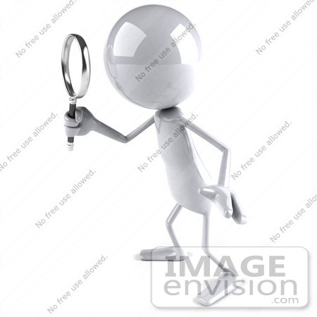 #44120 Royalty-Free (RF) Illustration of a 3d White Man Mascot Using A Magnifying Glass - Version 6 by Julos