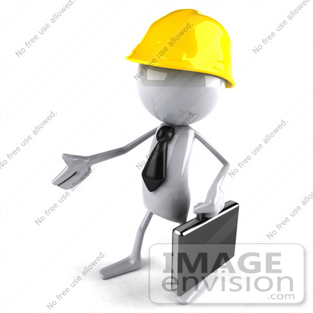 #44130 Royalty-Free (RF) Illustration of a 3d White Man Contractor Mascot Reaching Out To Shake Hands - Version 2 by Julos