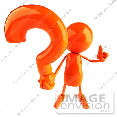 #44135 Royalty-Free (RF) Illustration of a 3d Red Man Mascot Holding A Question Mark - Version 1 by Julos
