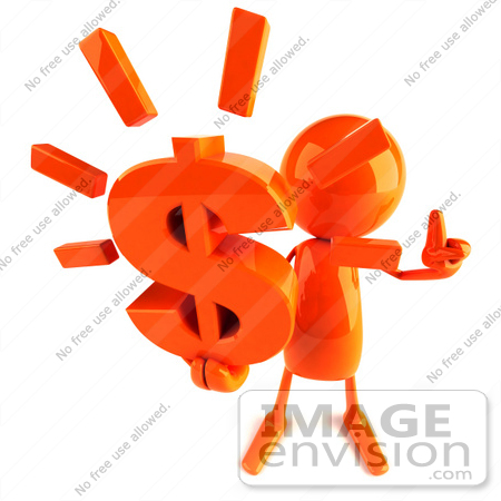 #44150 Royalty-Free (RF) Illustration of a 3d Red Man Mascot Holding A Dollar Symbol by Julos