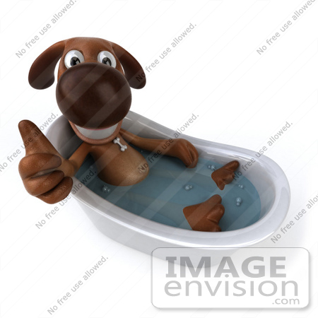 #44176 Royalty-Free (RF) Cartoon Illustration of a 3d Brown Dog Mascot Taking a Bath - Pose 5 by Julos