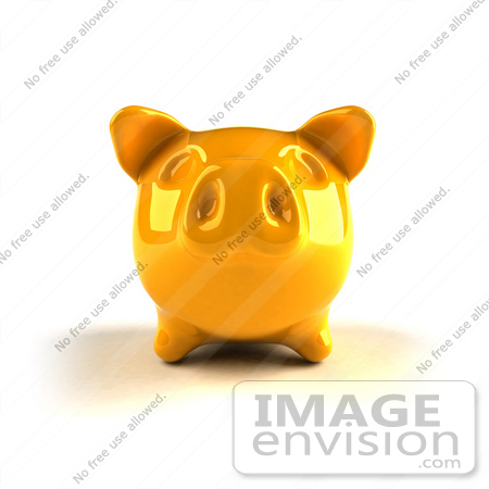 #44278 Royalty-Free (RF) Illustration of a 3d Yellow Shiny Piggy Bank - Version 3 by Julos