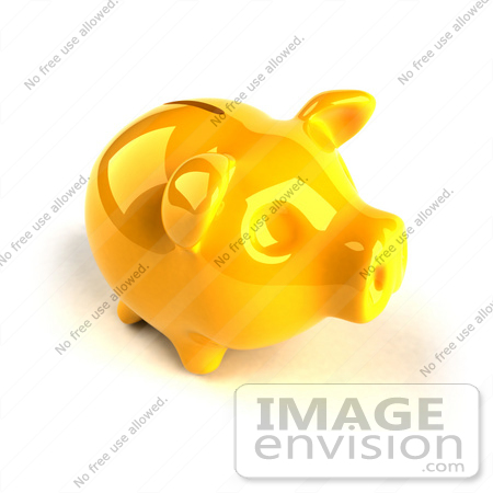 #44279 Royalty-Free (RF) Illustration of a 3d Yellow Shiny Piggy Bank - Version 4 by Julos