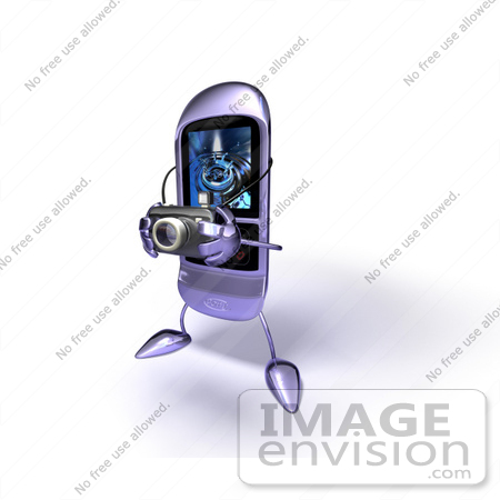 #44322 Royalty-Free (RF) Illustration of a Rounded 3d MP3 Player Taking Pictures With A Camera by Julos