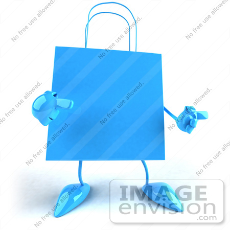 #44405 Royalty-Free (RF) Illustration of a 3d Blue Shopping Bag Mascot With Arms And Legs by Julos