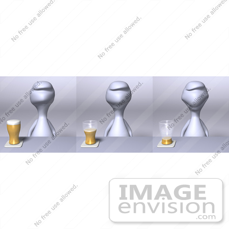 #44573 Royalty-Free (RF) Illustration of a 3d Human Like Character Shown In Three Drinking Stages by Julos