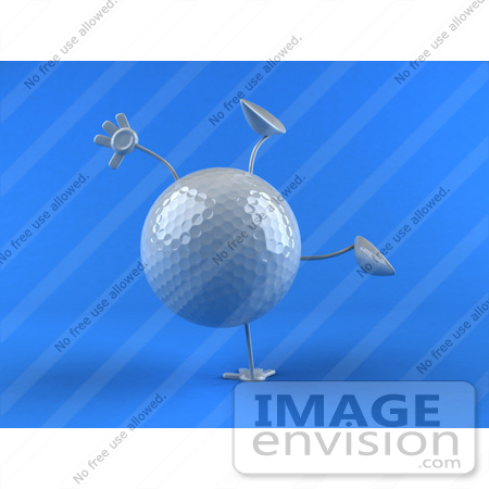 #44630 Royalty-Free (RF) Illustration of a 3d Golf Ball Mascot With Arms And Legs, Doing A Cartwheel - Version 2 by Julos
