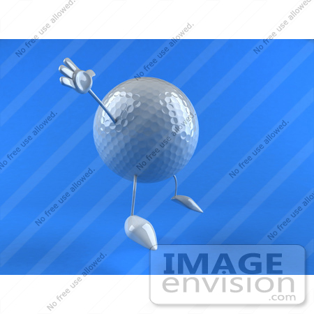 #44631 Royalty-Free (RF) Illustration of a 3d Golf Ball Mascot With Arms And Legs, Jumping - Version 3 by Julos