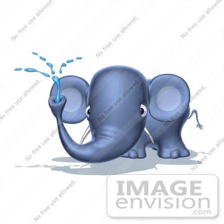 #44647 Royalty-Free (RF) Illustration of a 3d Blue Elephant Mascot Spraying Water - Pose 4 by Julos