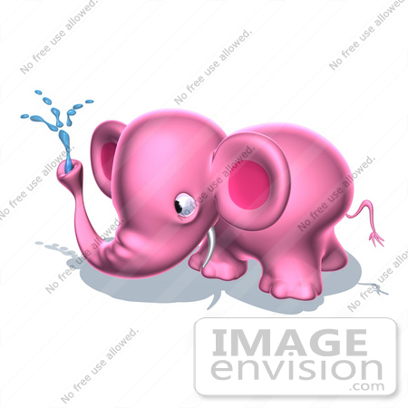 #44651 Royalty-Free (RF) Illustration of a 3d 3d Pink Elephant Mascot Spraying Water - Pose 2 by Julos