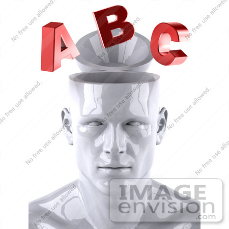 #44772 Royalty-Free (RF) Illustration of a Creative 3d White Man Character With Red Letters - Version 1 by Julos