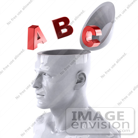 #44775 Royalty-Free (RF) Illustration of a Creative 3d White Man Character With Red Letters - Version 2 by Julos