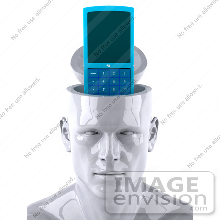 #44788 Royalty-Free (RF) Illustration of a Creative 3d White Man Character With A Cell Phone by Julos