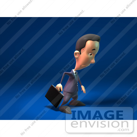 #44794 Royalty-Free (RF) Illustration Of A 3d White Businessman Mascot Pouting - Version 1 by Julos
