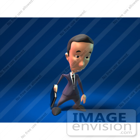 #44796 Royalty-Free (RF) Illustration Of A 3d White Businessman Mascot Pouting - Version 2 by Julos