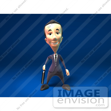 #44797 Royalty-Free (RF) Illustration Of A 3d White Businessman Mascot Standing And Facing Front - Version 2 by Julos