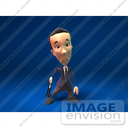 #44800 Royalty-Free (RF) Illustration Of A 3d White Businessman Mascot Pouting - Version 7 by Julos