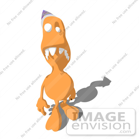 #45362 Royalty-Free (RF) Illustration Of An Orange Monster Mascot Looking Up by Julos