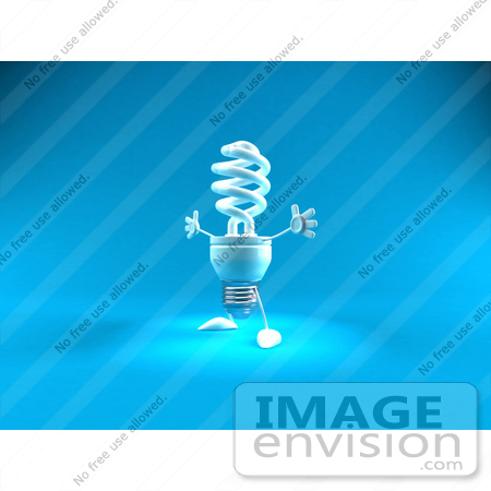 #46816 Royalty-Free (RF) Illustration Of A Blue 3d Spiral Light Bulb Mascot Holding His Arms Open - Version 2 by Julos