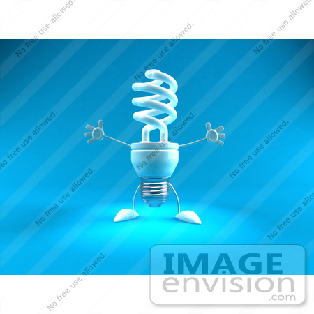 #46817 Royalty-Free (RF) Illustration Of A Blue 3d Spiral Light Bulb Mascot Holding His Arms Open - Version 1 by Julos