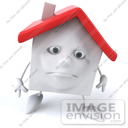 #46882 Royalty-Free (RF) Illustration Of A Sad 3d White Clay House Mascot Walking Forward by Julos