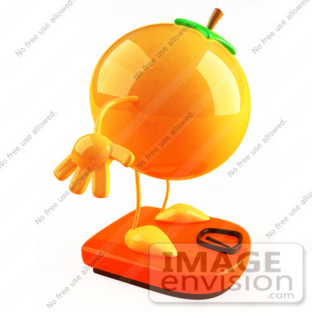 #47070 Royalty-Free (RF) Illustration Of A 3d Naval Orange Mascot Standing On A Scale - Version 2 by Julos