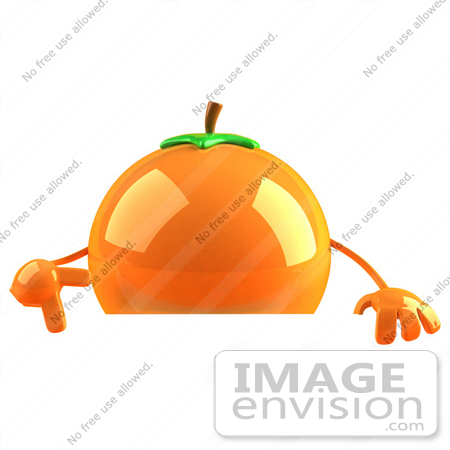 #47074 Royalty-Free (RF) Illustration Of A 3d Naval Orange Mascot Pointing Down At And Standing Behind A Blank Sign by Julos