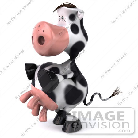 #47447 Royalty-Free (RF) Illustration Of A 3d Dairy Cow Mascot Facing Left by Julos