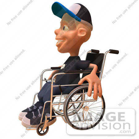#47734 Royalty-Free (RF) Illustration Of A 3d White Boy In A Wheelchair - Version 2 by Julos