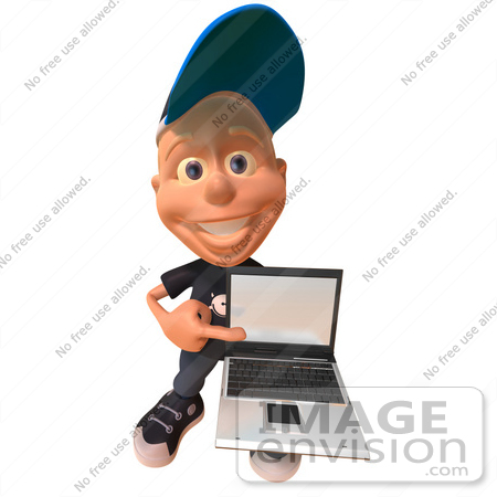 #47741 Royalty-Free (RF) Illustration Of A 3d White Boy Holding A Laptop - Version 3 by Julos