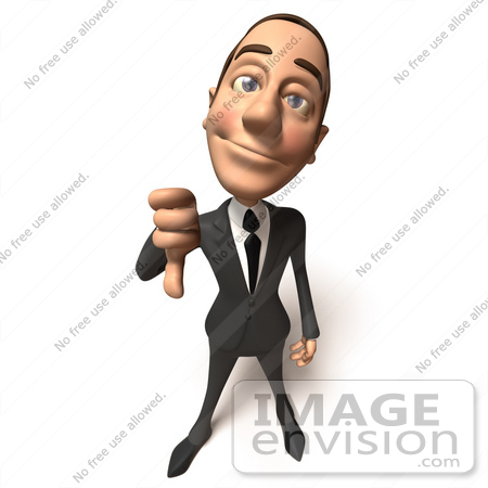 #48205 Royalty-Free (RF) Illustration Of A 3d White Collar Businessman Mascot Giving The Thumbs Down by Julos