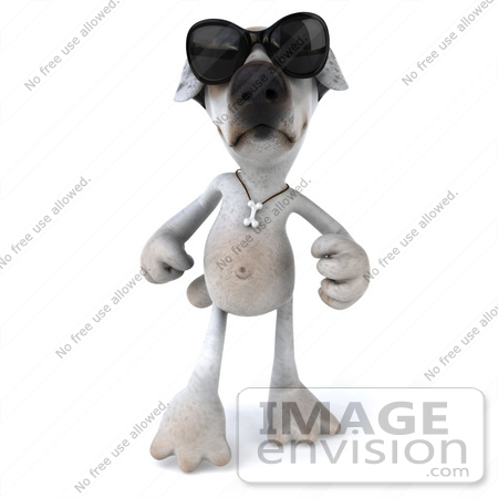 #48275 Royalty-Free (RF) Illustration Of A 3d Jack Russell Terrier Dog Mascot With Dark Shades by Julos