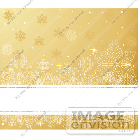 #48327 Clip Art Illustration Of A Golden Snowflake Background With A White Text Bar by pushkin