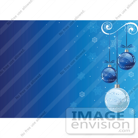 #48329 Clip Art Illustration Of Sparkly Blue Xmas Balls And Snowflakes On Blue by pushkin