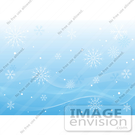#48336 Clip Art Illustration Of A Blue Background Of Falling Snowflakes And Mesh Lines by pushkin